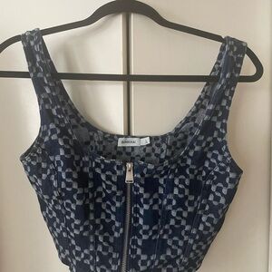 Jonathan Simkhai Denim S Print Top, Size 6, Blue